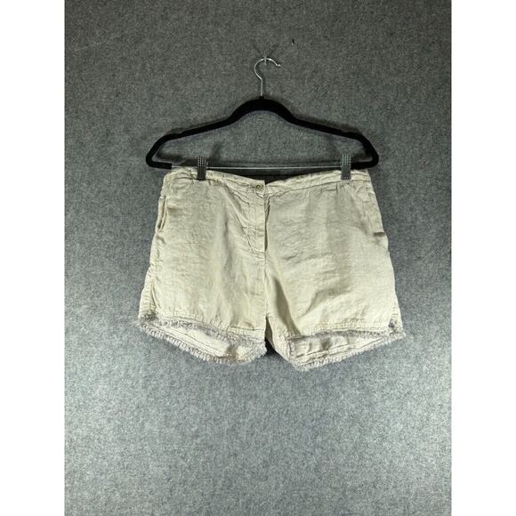 120 Lino Short Women (46) XXL Beige Linen Button‎ Relax Fit Minimalist Staple - Picture 1 of 9